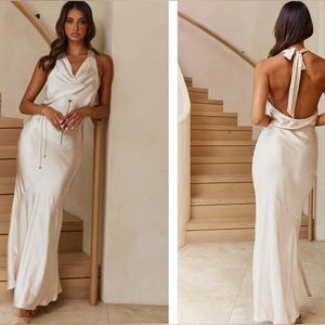Cowl Neck Satin Maxi Dress - Selfie Leslie